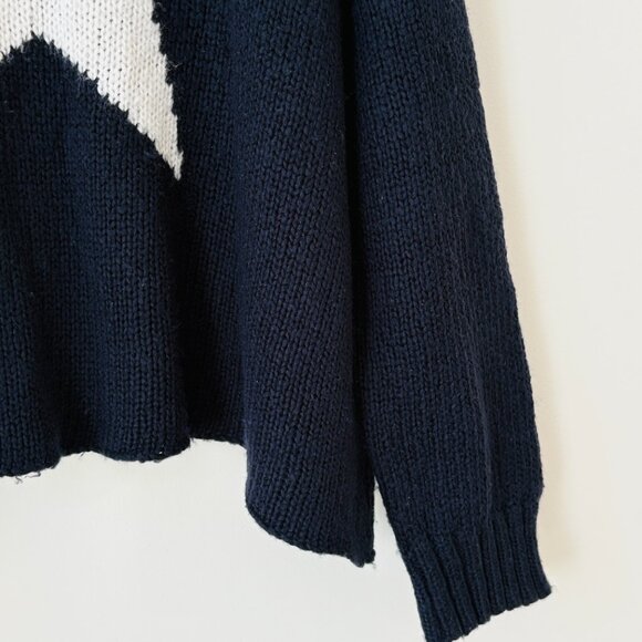 Wooden Ships Navy Blue White Star Wool Mohair Blend Boxy Sweater Size S/M - Picture 5 of 7
